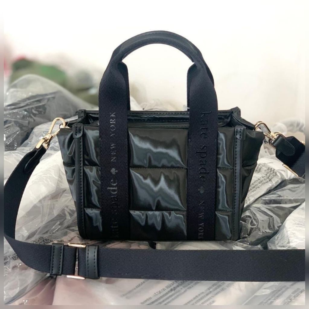 ks crossbody bag mini tote zip kip puffy black