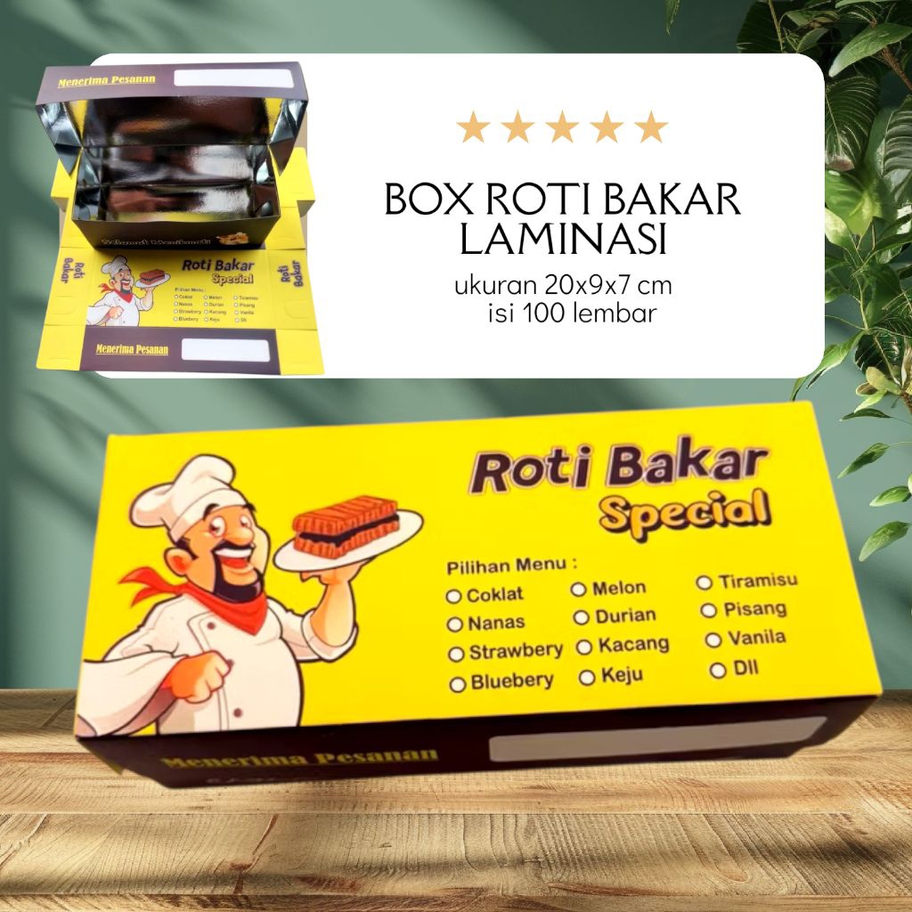 Box Roti Bakar Laminasi Ukuran 20x9x7,5 Cm Isi 100 Pcs / Box Roti Bakar