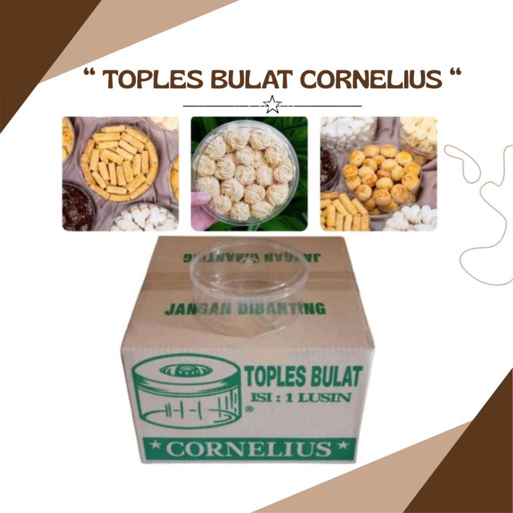 (1Lsn) Toples Kue Kering Nastar Bulat Plastik Cornelius / Toples Kue Lebaran 500 gram Toples Corneli