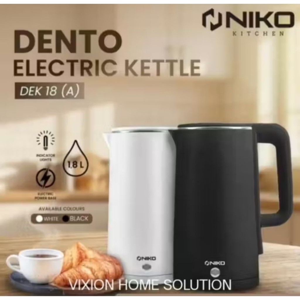 Teko listrik Niko Dento DEK 18 A  pemanas air 1.8L, watt kecil