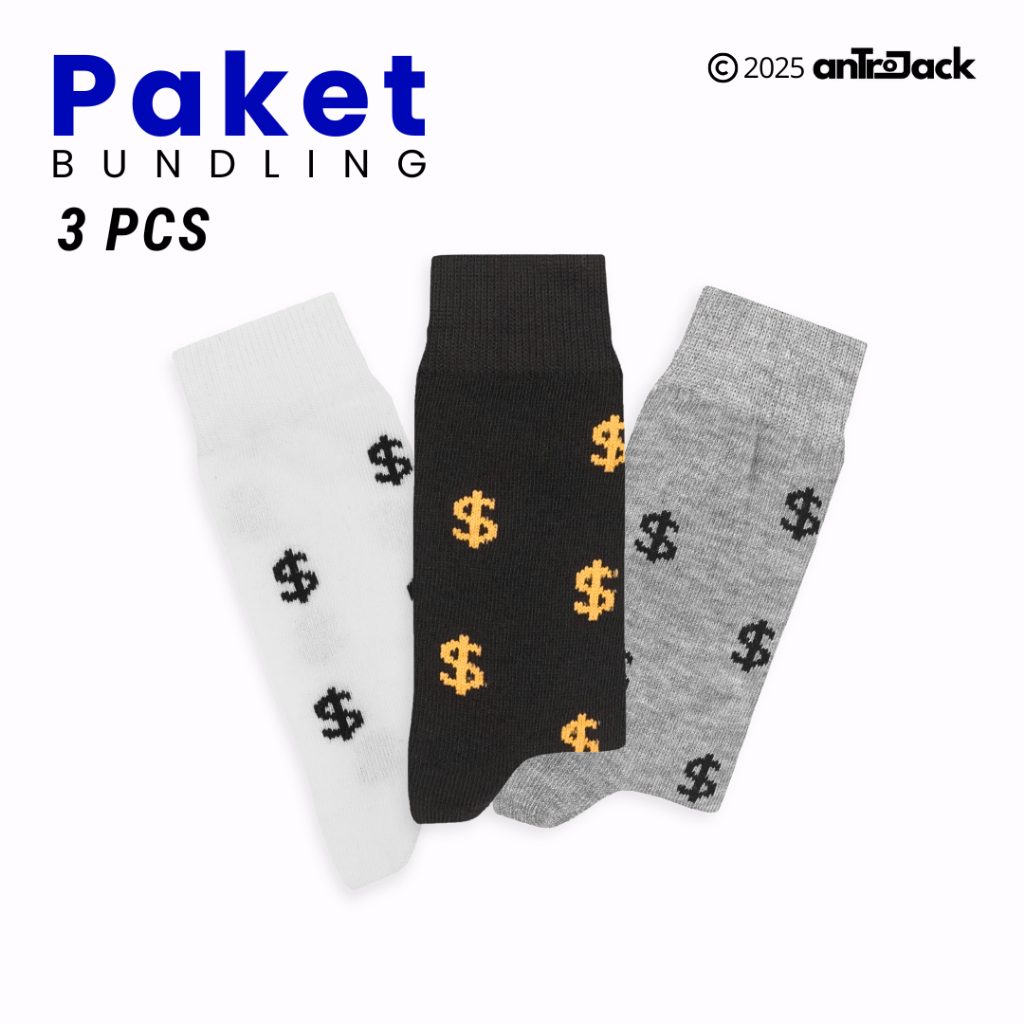 ANTROJACK - Kaos Kaki Bundling Set 3PCS Oldschool Quarter Dollar