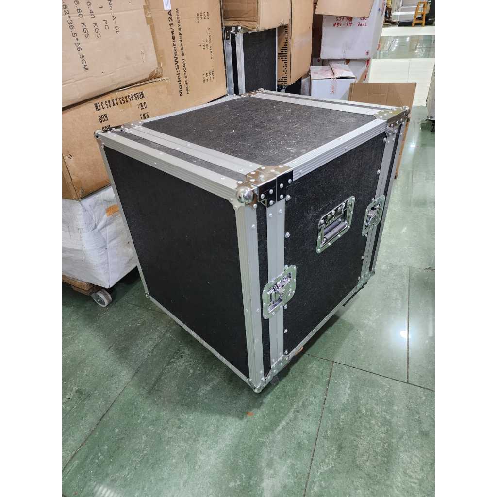Box Hardcase / Flightcase rack sound 12U lapisan serat Fiberglass HITAM - Kokoh tahan benturan dan ringan