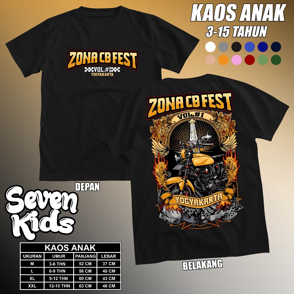 Kaos Anak Acara Zona CB FEST YOGYAKARTA HONDA HEDON ZONACB KAOS ANAK RACING CB GL PROGLMAX MEGAPRO G