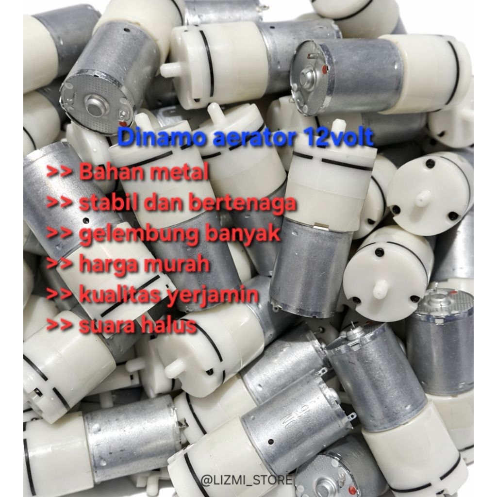 Dinamo 12 volt-- dinamo aerator micro airpump DC gelembung udara akuarium bahan metal plastik