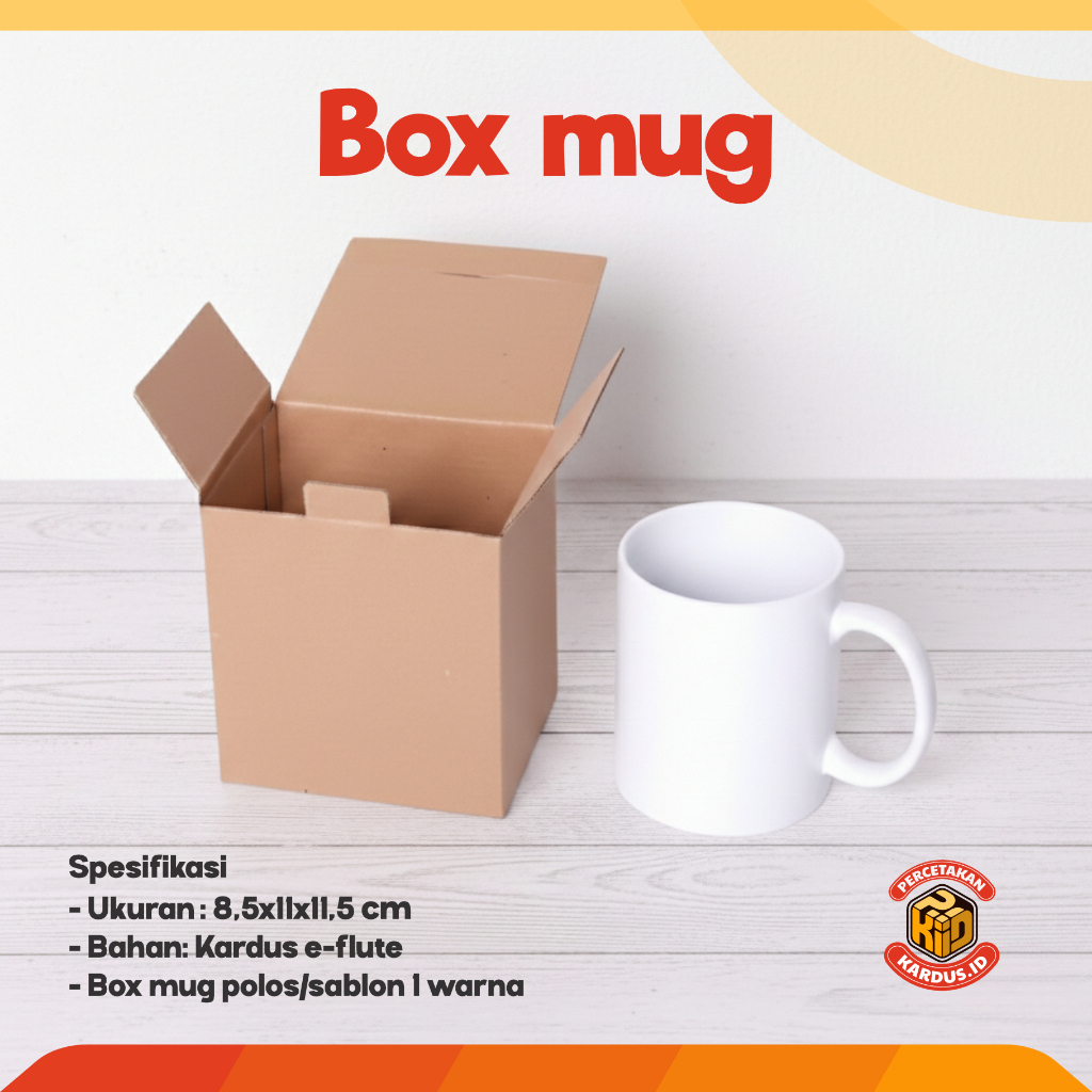 BOX KARDUS Baru MUG / GELAS 8.5x11x11.5 cm DUS PACKING E-FLUTE | Kardus / Karton Box Polos