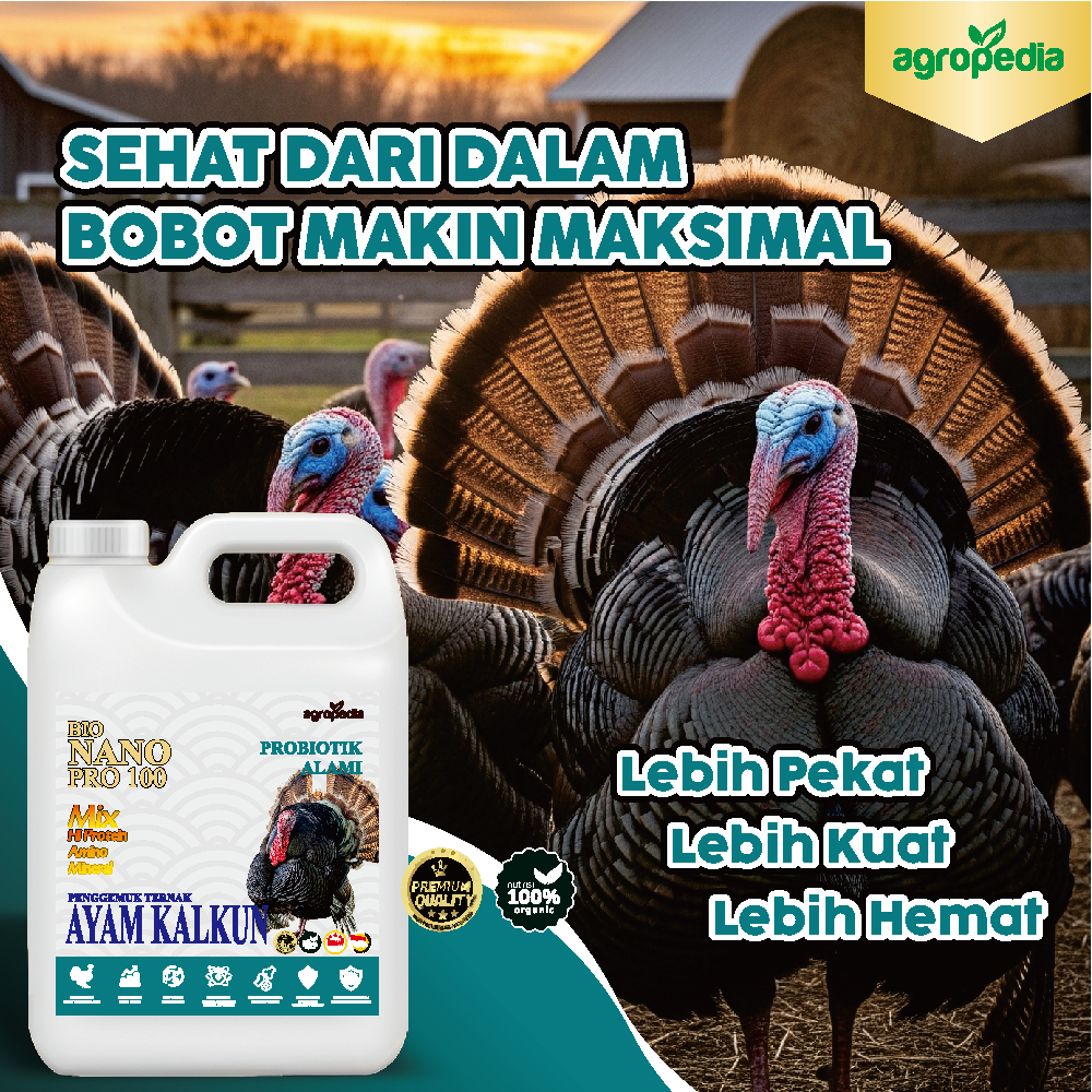 Bio Nano Pro 100 Suplemen Booster Probiotik AYAM KALKUN / meningkatkan bobot ternak / mempercepat pe