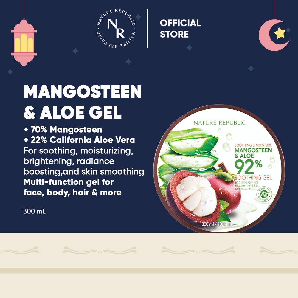 NATURE REPUBLIC Mangosteen & Aloe Vera 92% Soothing & Moisture Gel 300ml | Face & Body Gel Multifung