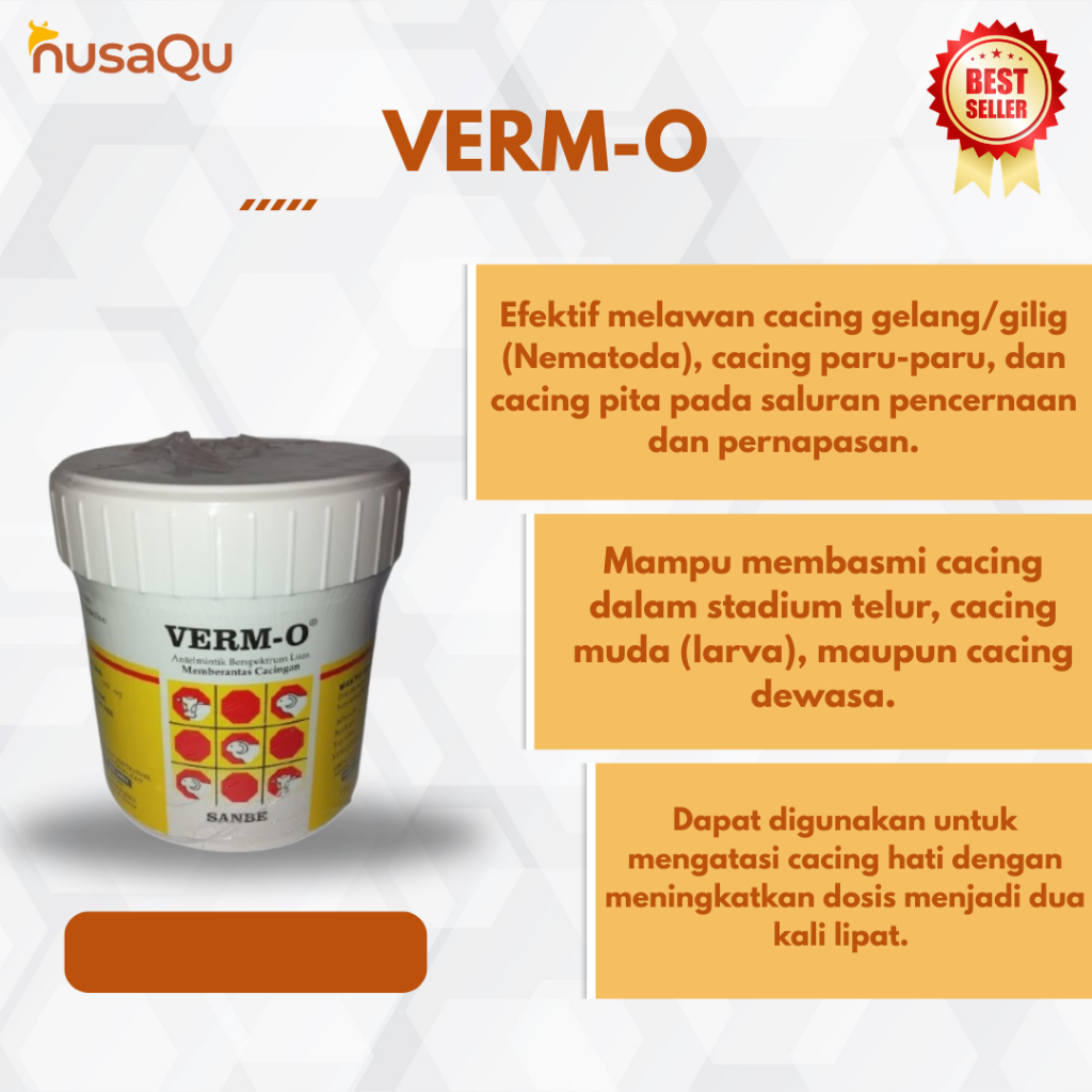 VERM O BOLUS 42 Bolus - Obat Cacing Sapi Kuda untuk Penggemukan | Obat Cacing Spektrum Luas - SANBE