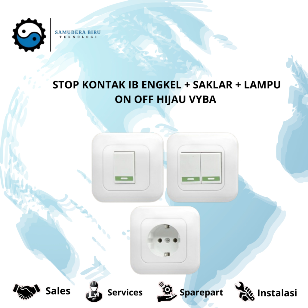STOP KONTAK IB ENGKEL + SAKLAR + LAMPU ON OFF HIJAU VYBA