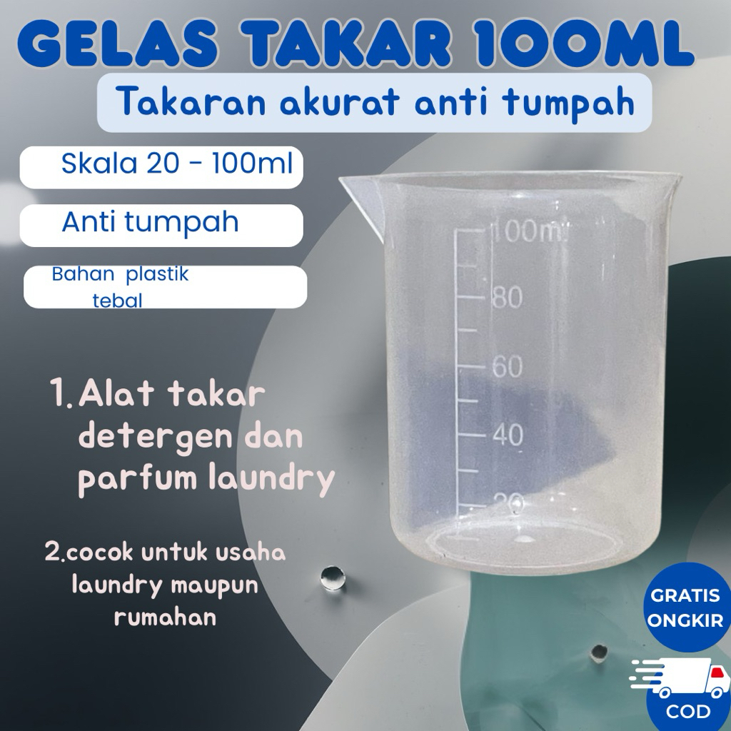 Gelas Takar Takaran Air Takaran Deterjen plastik cup 100ml bening