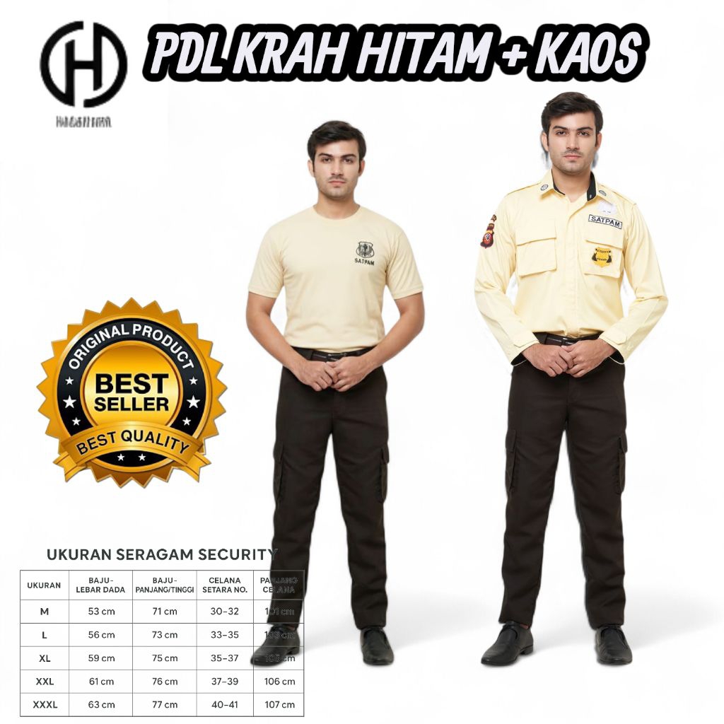 Seragam Security PDL RESLETING KRAH HITAM  terbaru Paket lengkap Bordir dan Kaos || berbahan twill U