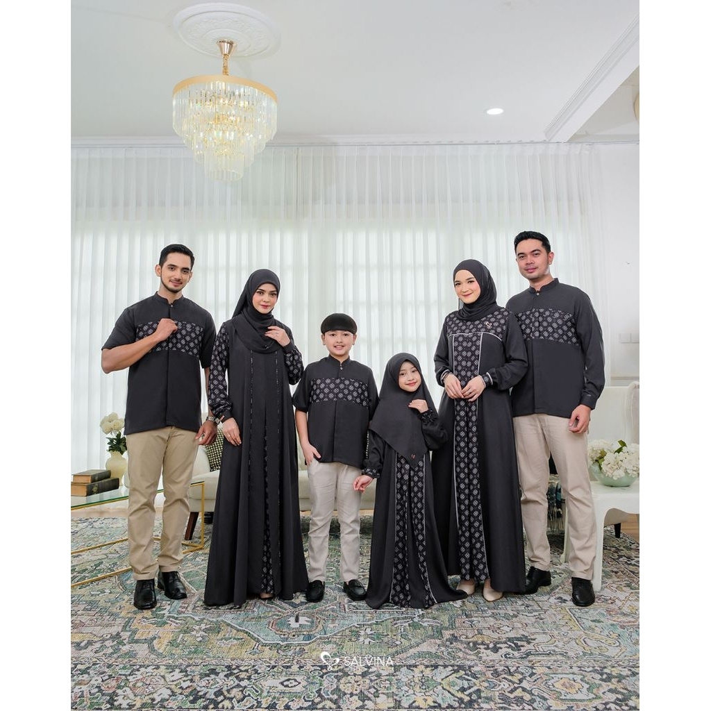 SALVINA Nuraya Slate Gray (Tanpa jilbab) / Baju seragam keluarga