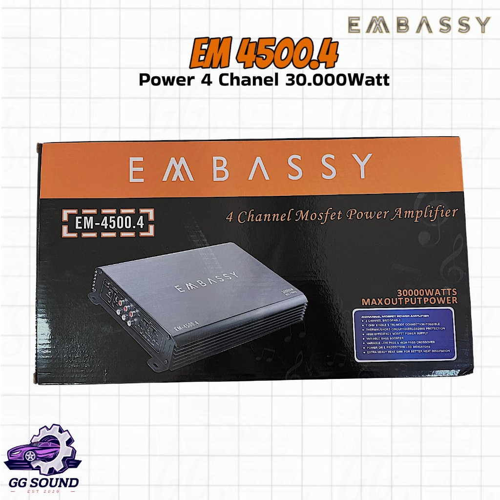 Power Embassy 4 Canel embassy Em-4500.4 Embassy 4 chanel 30000 watt