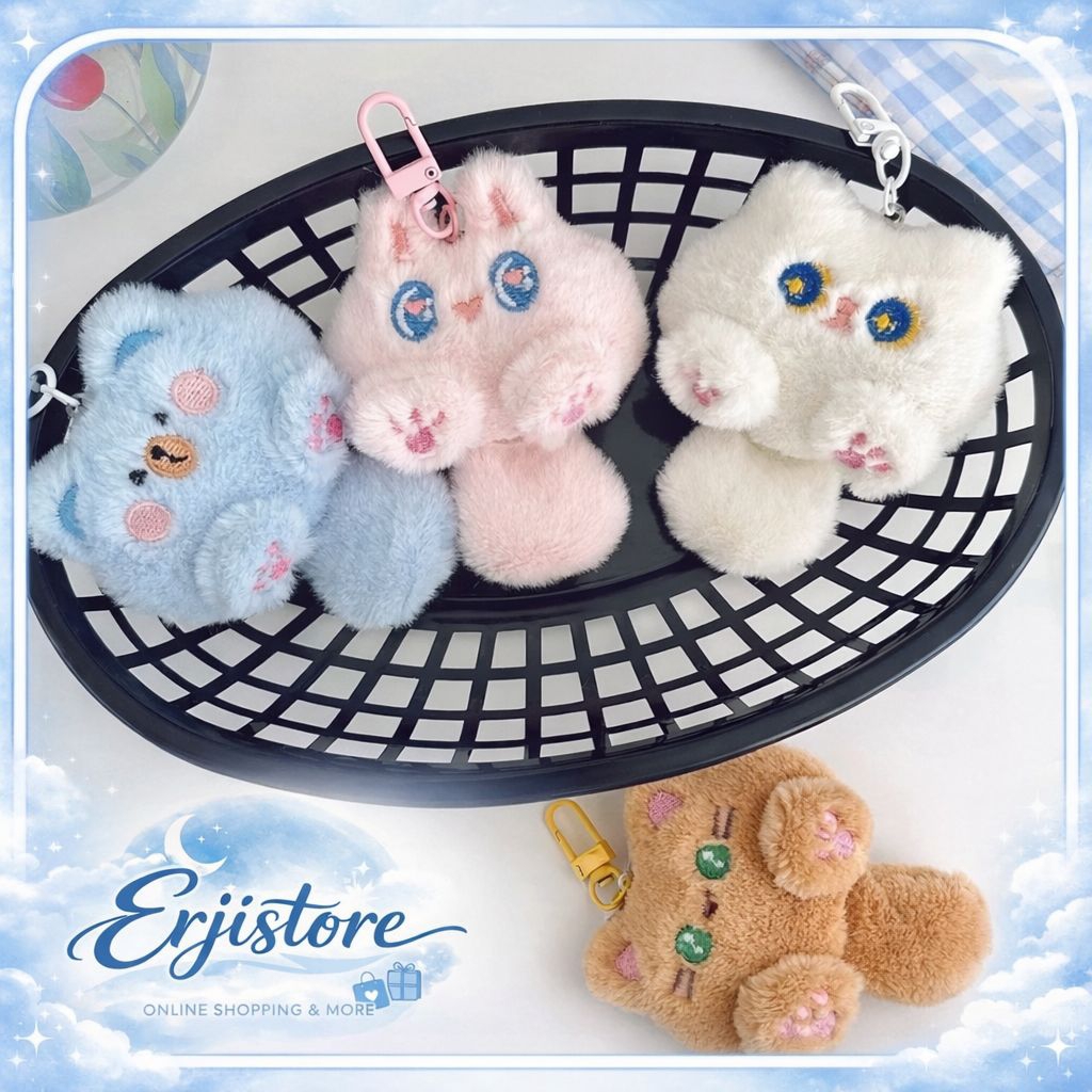 Gantungan Kunci Boneka Kucing Lucu Bulu Halus – Aksesoris Tas & Kunci