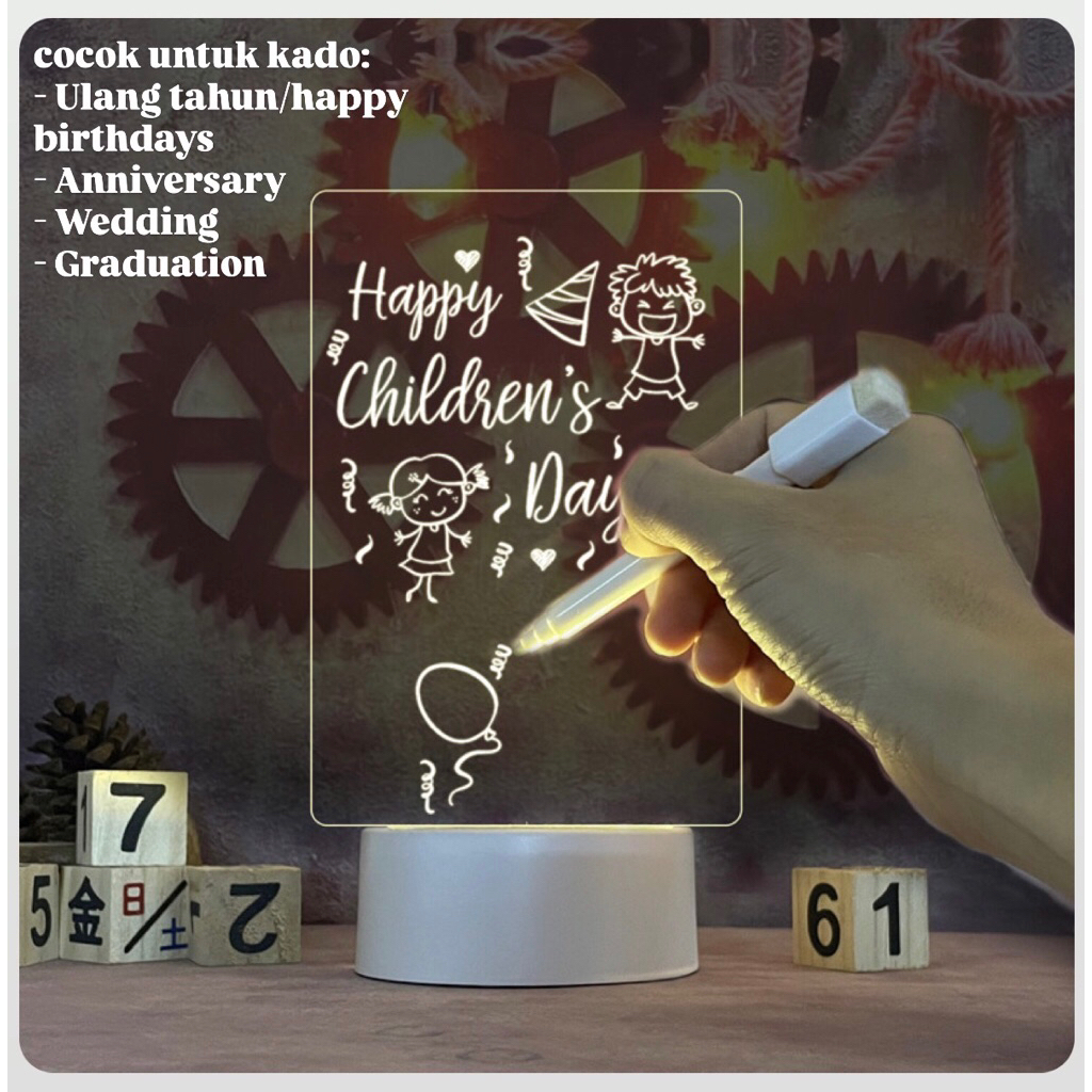 Lampu hias akrilik LED papan tulis custom / lampu hias custom tulisan / lampu hias custom ucapan Hap