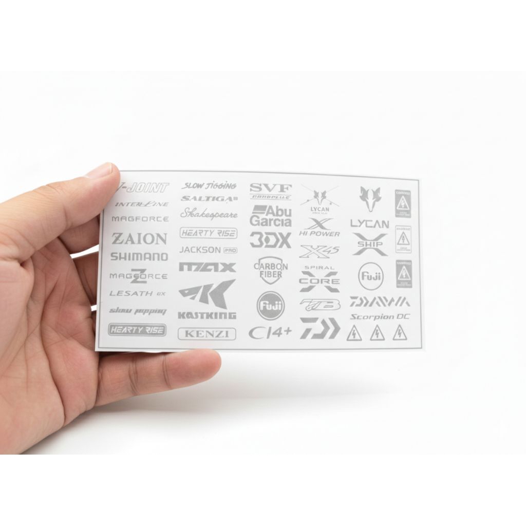 Water Slide Decal Joran Pancing Silver Model Sponsor Shimano Saltiga Scorpion DC Jackson Pro | Wajib