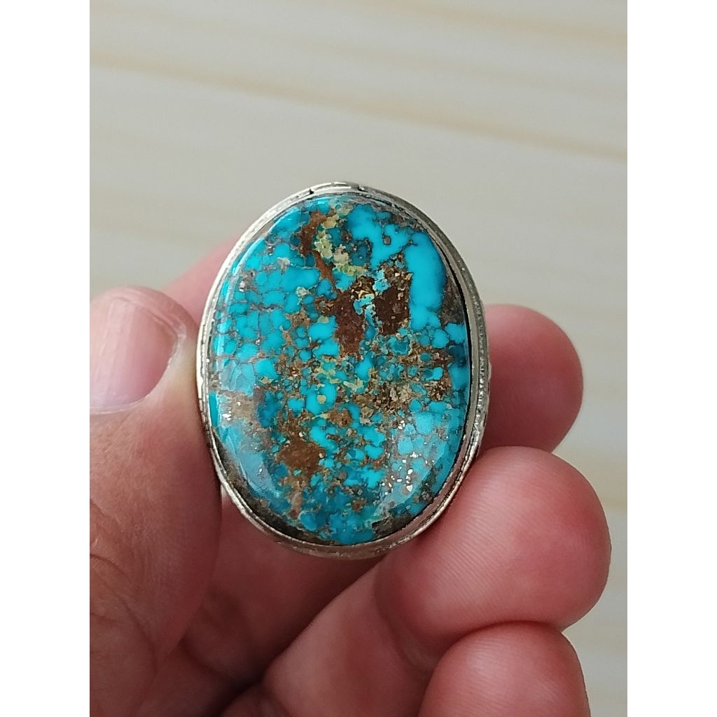 CINCIN BATU PIRUS PERSIA BIRU FANCI JUMBO NATURAL ALAMI