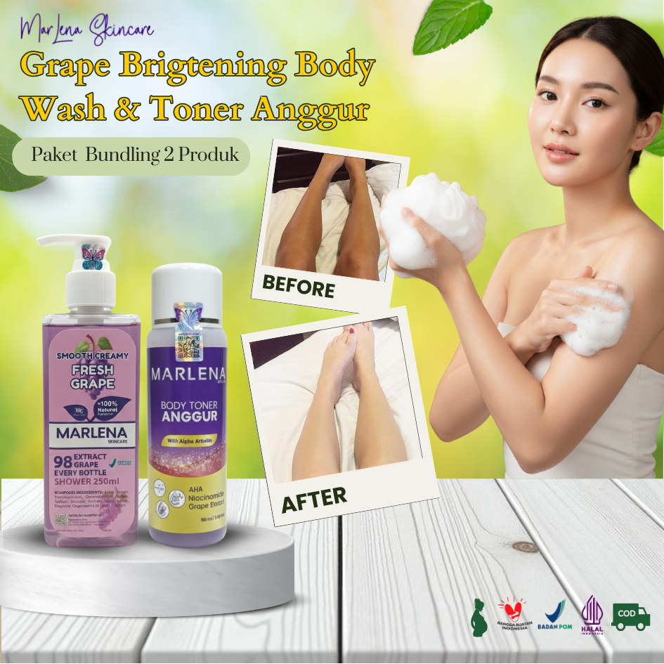 toner anggur marlena and Tonic AHA Firming Body Wash Marlena Grape Extract Liquid