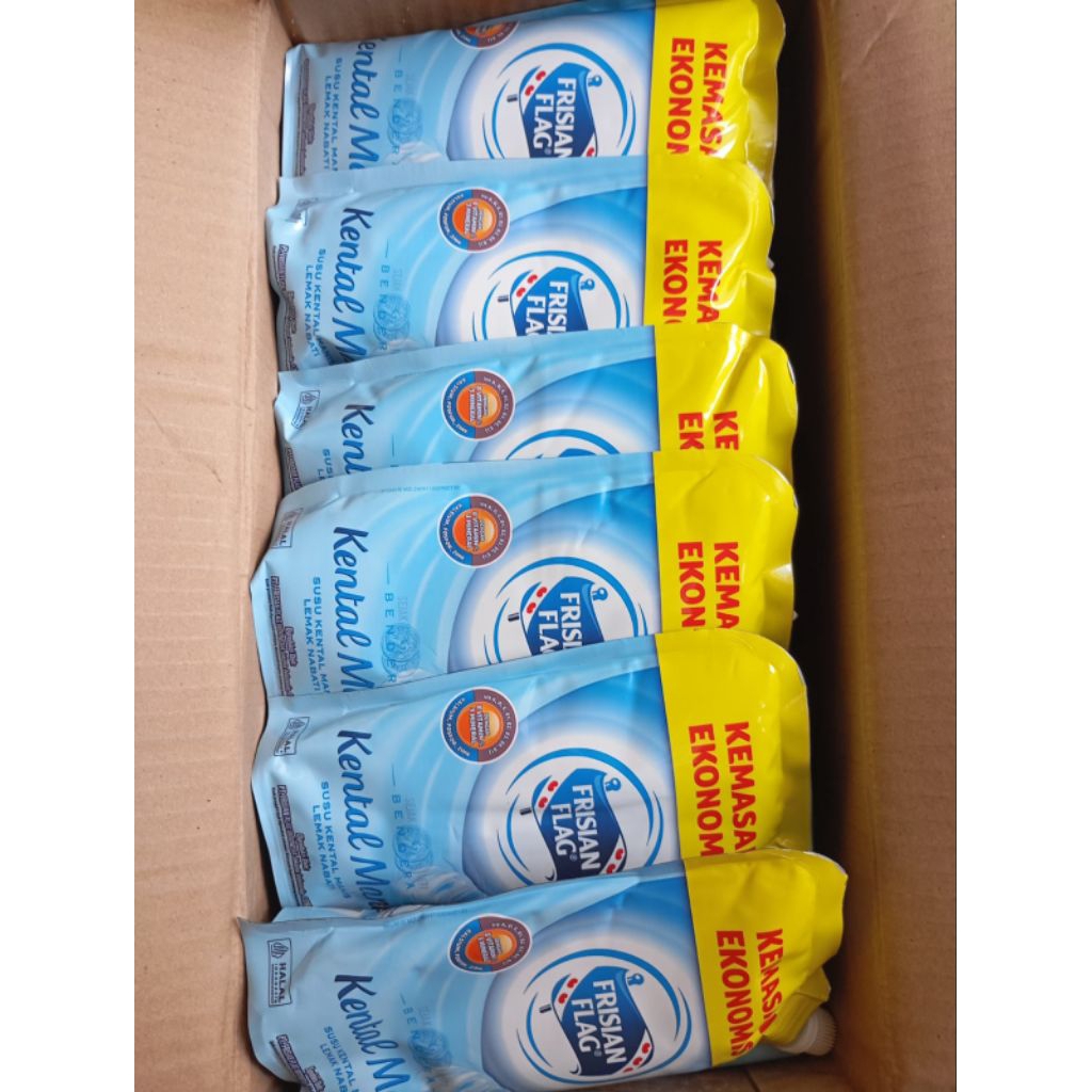 GROSIR 1 Dus/Karton - 24pcs Frisian Flag 535gr Pouch Energo Susu Kental Manis Putih Coklat