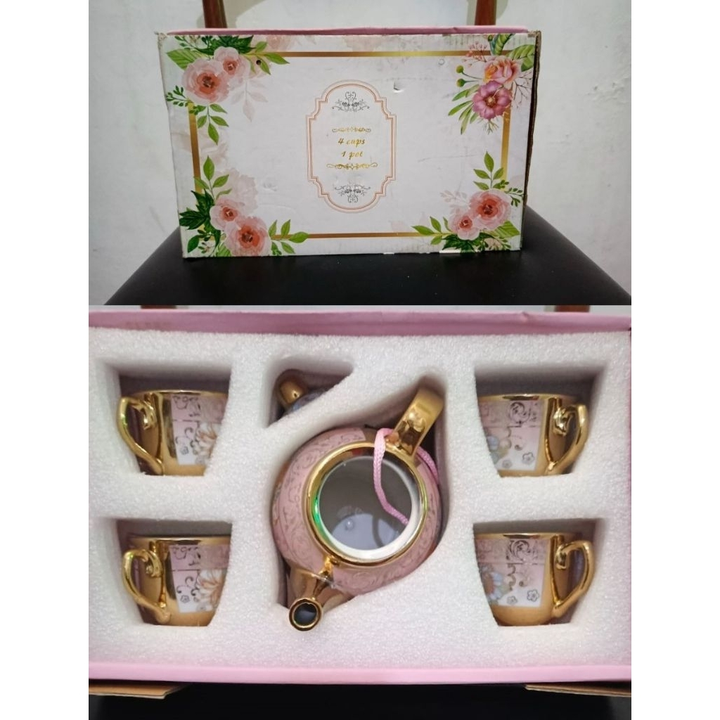 Set Cangkir Keramik Tea Pot Eropa Classic Hampers Kado