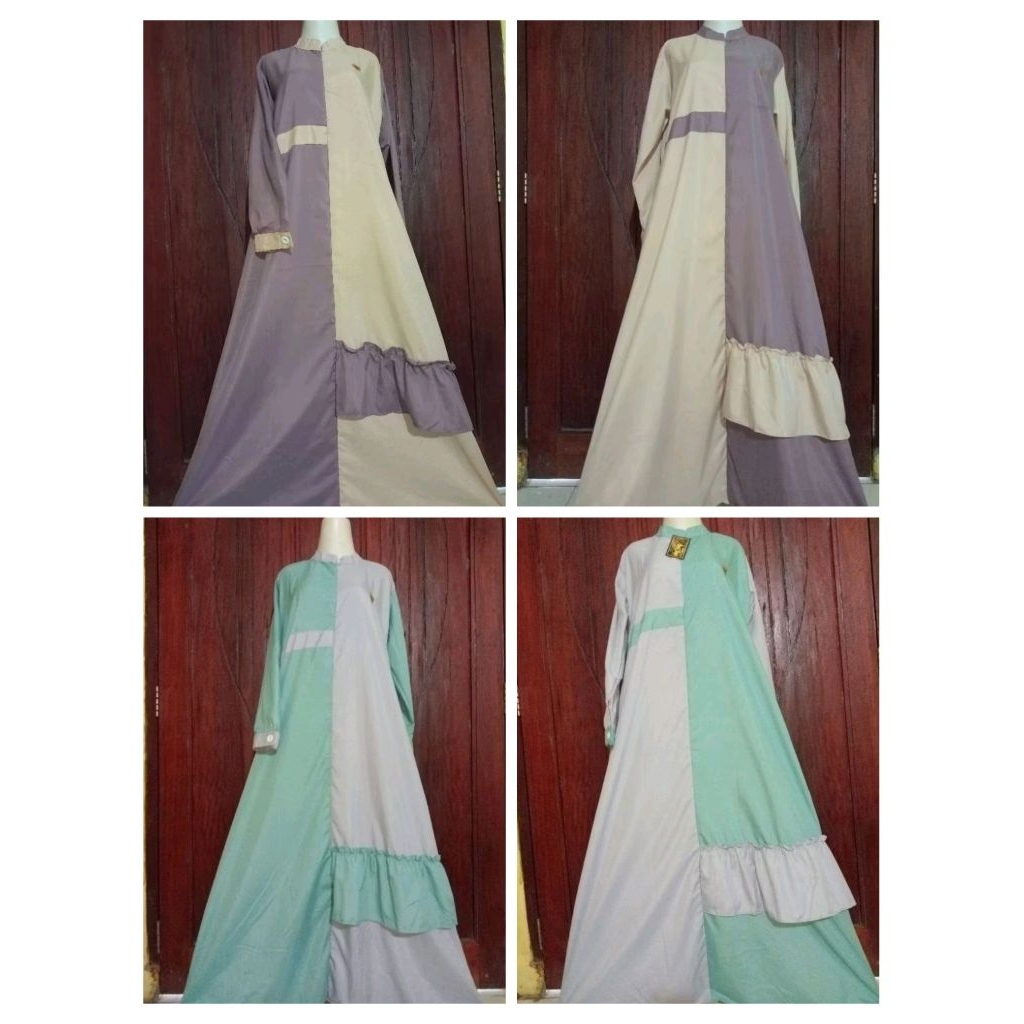 gamis polos kombinasi