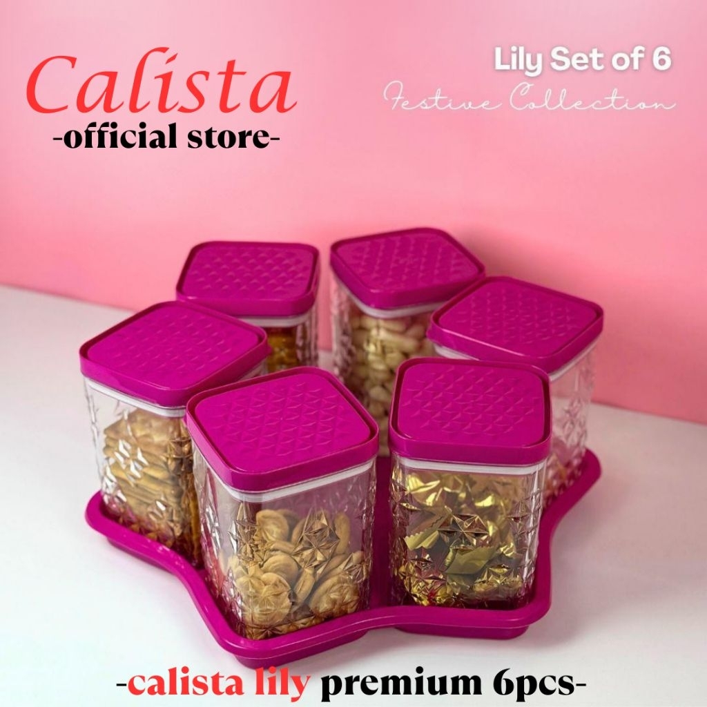 Toples Kedap Lily Set 6 Set 5 in 1 Calista Premium | Toples Kristal Makanan Lebaran 2026 Estetik | T