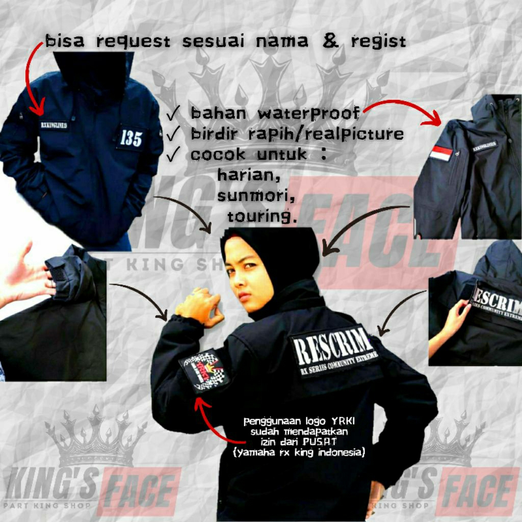 Kingsface JAKET TOURING RESCRIM 135 RX KING SERIES WATERPROOF BAHAN TEBAL