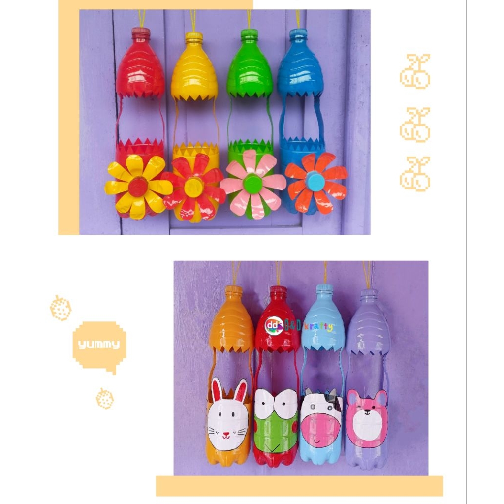 prakarya kerajinan daur ulang botol bekas 1,5lt (pot gantung)