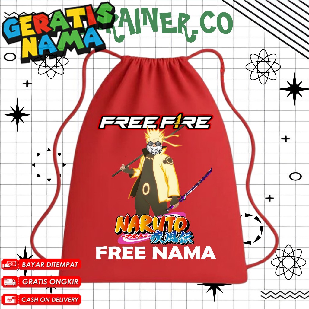 (FREE NAMA) TAS SEKOLAH ANAK TAS SERUT ANAK STRINGBAG TAS ANAK PAUD SD TK FF Free Fire Event Bundle 