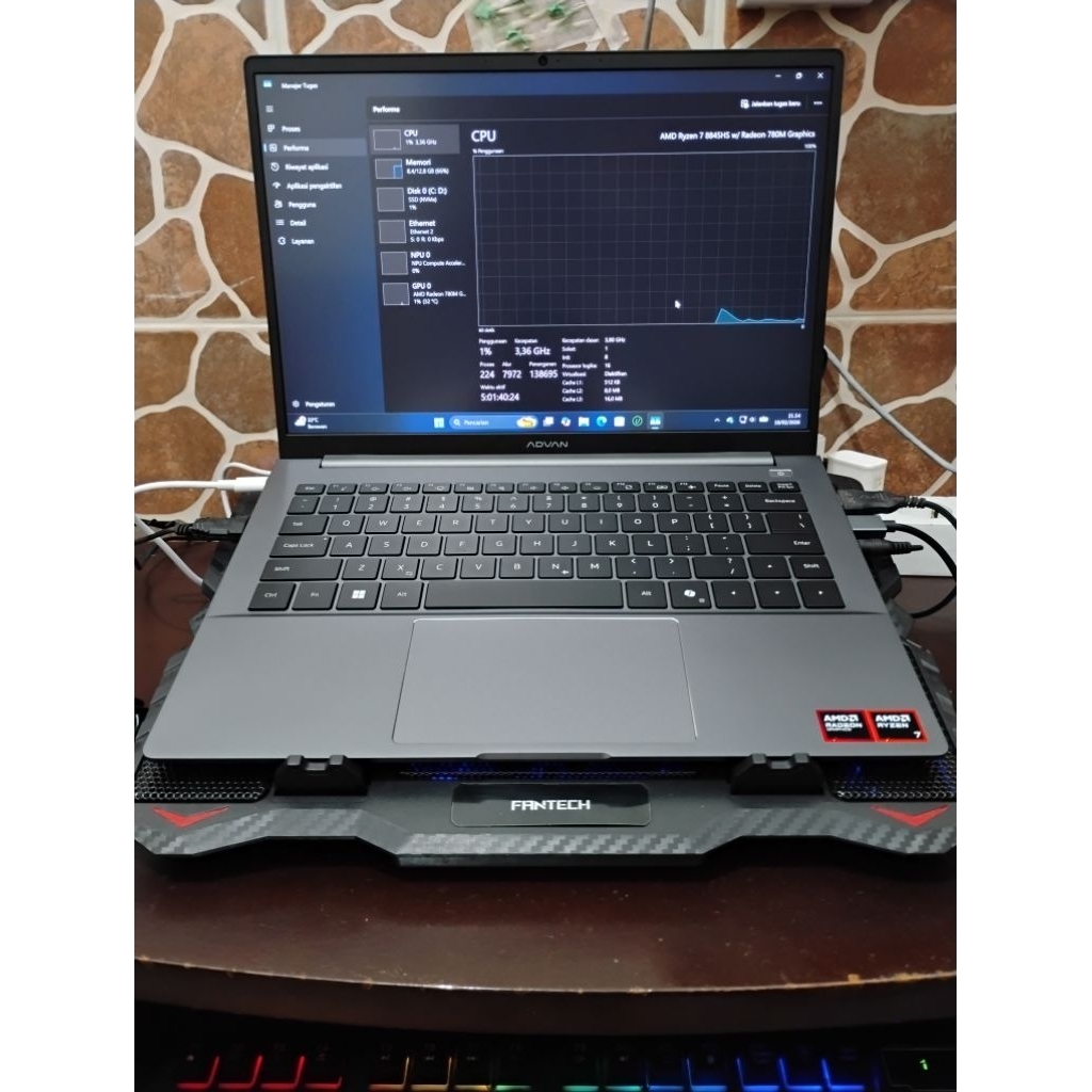 Laptop Advan Ai Gen Ryzen 7 8845HS 16/512 GB Like New