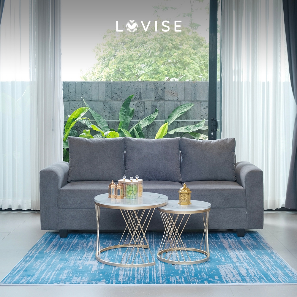 LOVISE Sofa Ruang Tamu Minimalis Sofa Mahalona 3 Seat Bludru Anti Cakar Kucing - Skandinavian