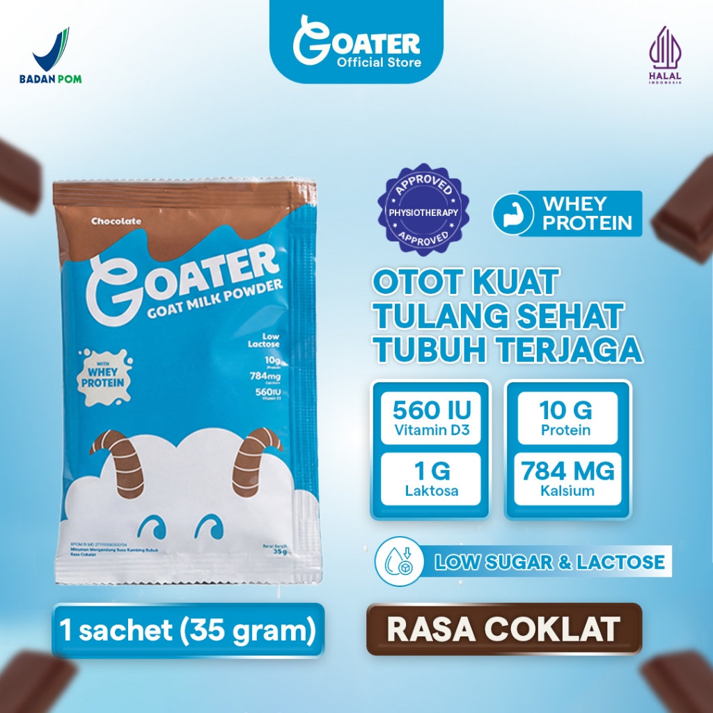 [1 SACHET] GOATER - Susu Paling Tinggi Kalsium & Tinggi Protein Untuk Otot Kuat Tulang Sehat - Susu 