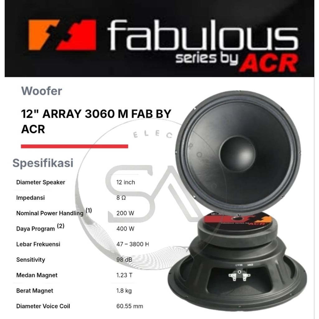 Speaker ACR Fabulous 12in 3060 M Woofer