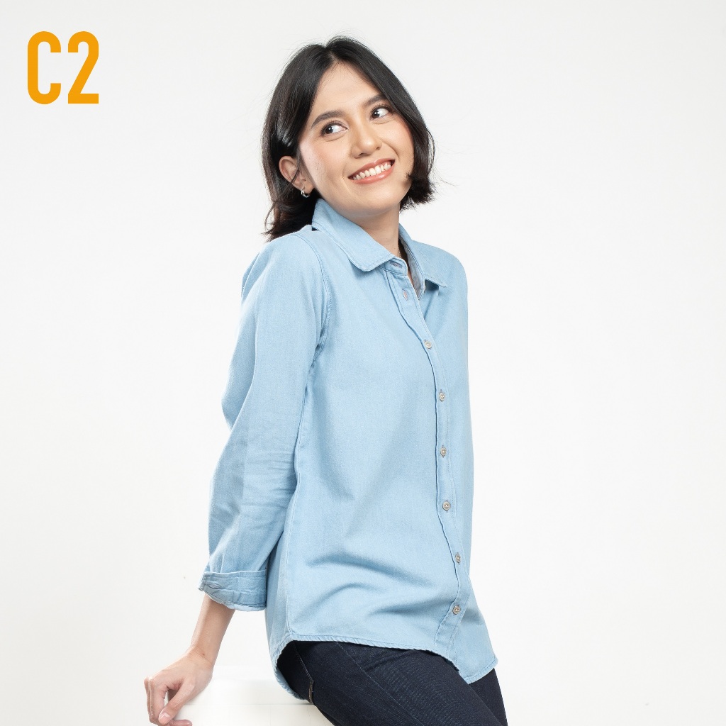 C2 Fuenko Blue Kemeja Casual Wanita
