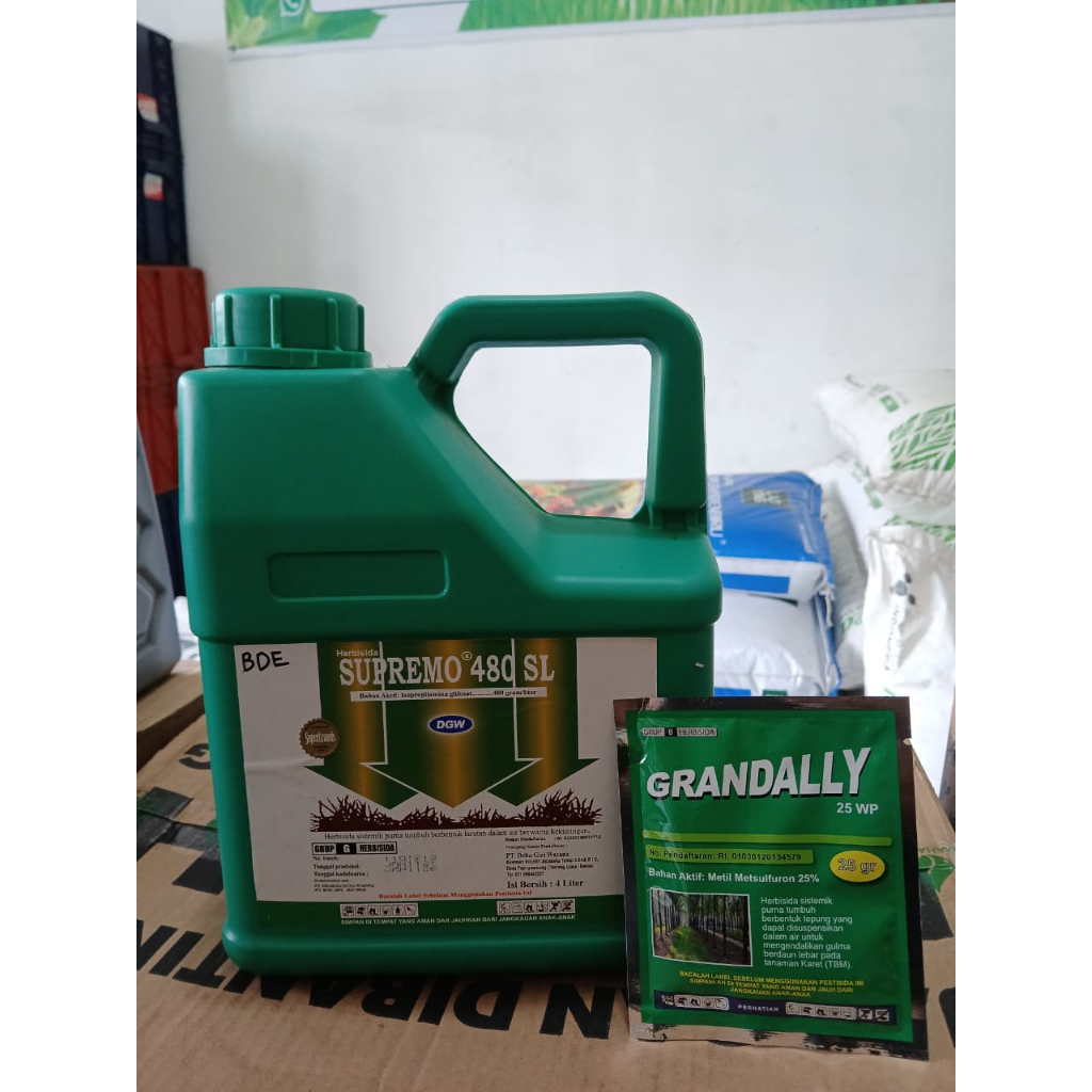 HERBISIDA SISTEMIK SUPREMO 480 SL ISI 4 LITER/DGW/PEMBASMI RUMPUT ALANG-ALANG DAN GULMA/RUMPUT DAUN 