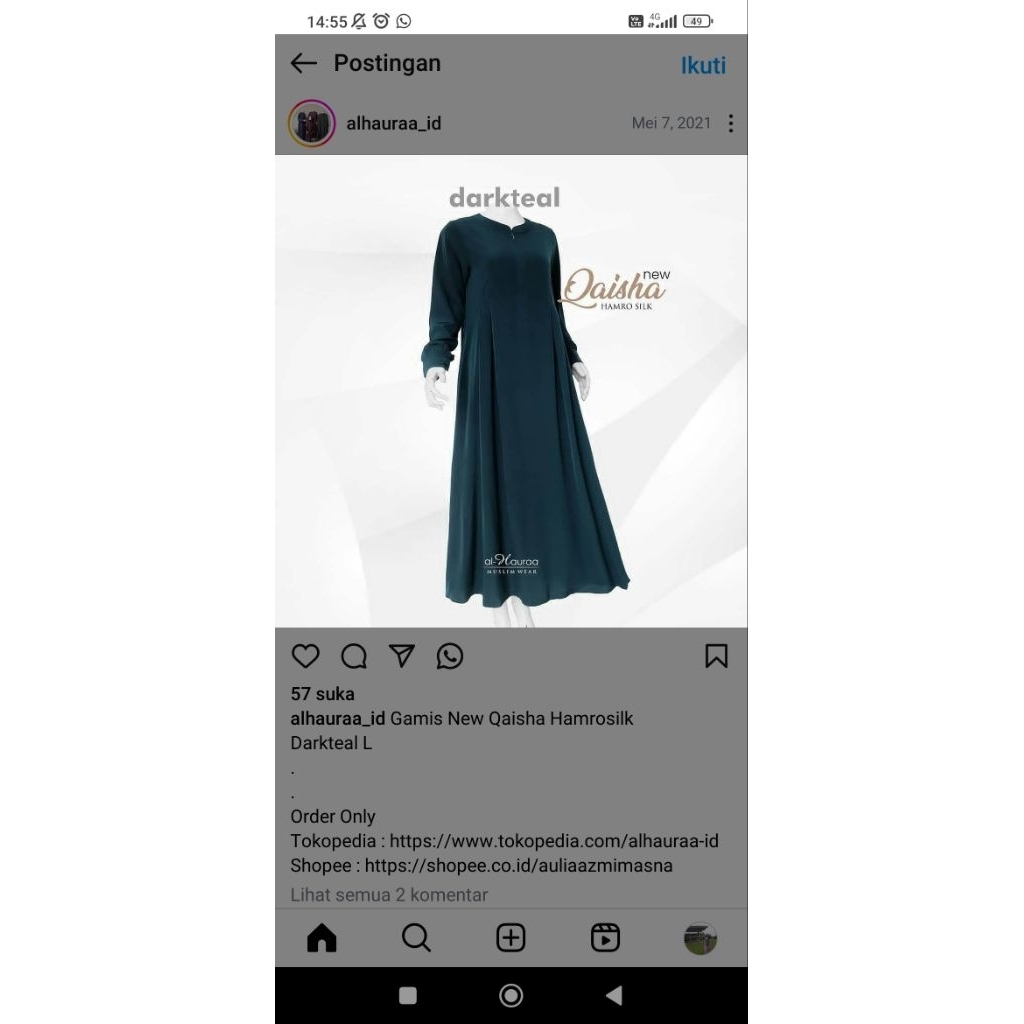 preloved gamis new qaisha Al hauraa