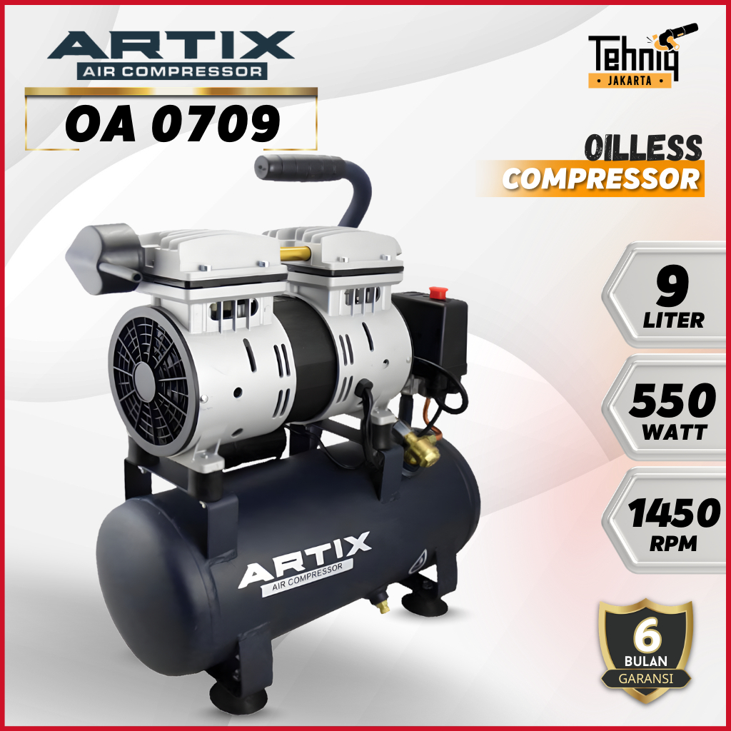 Artix Kompresor Angin OA 0709 Oilless 3/4HP 9Liter / Air Compressor Oilless OA 07-09 3/4HP