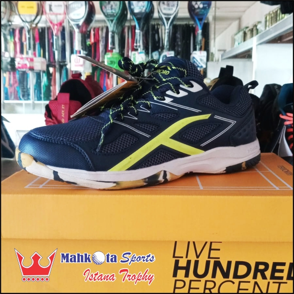 Sepatu Badminton Hundred HNDRD XOOM II Original Navy Lime
