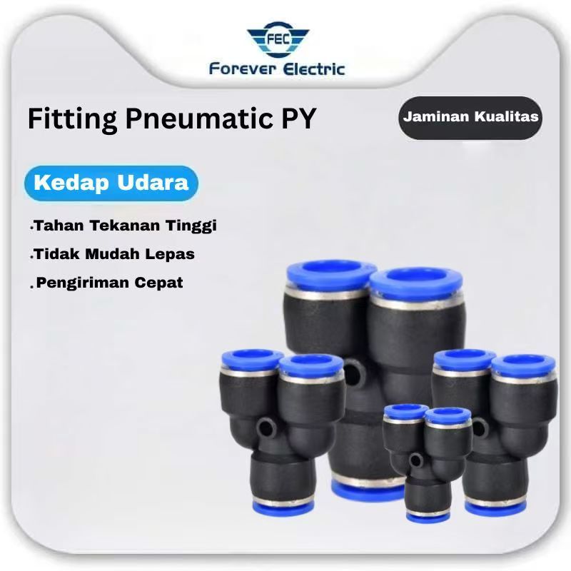 PY6 Fitting Pneumatic Sambungan Selang Y 12mm Berkualitas