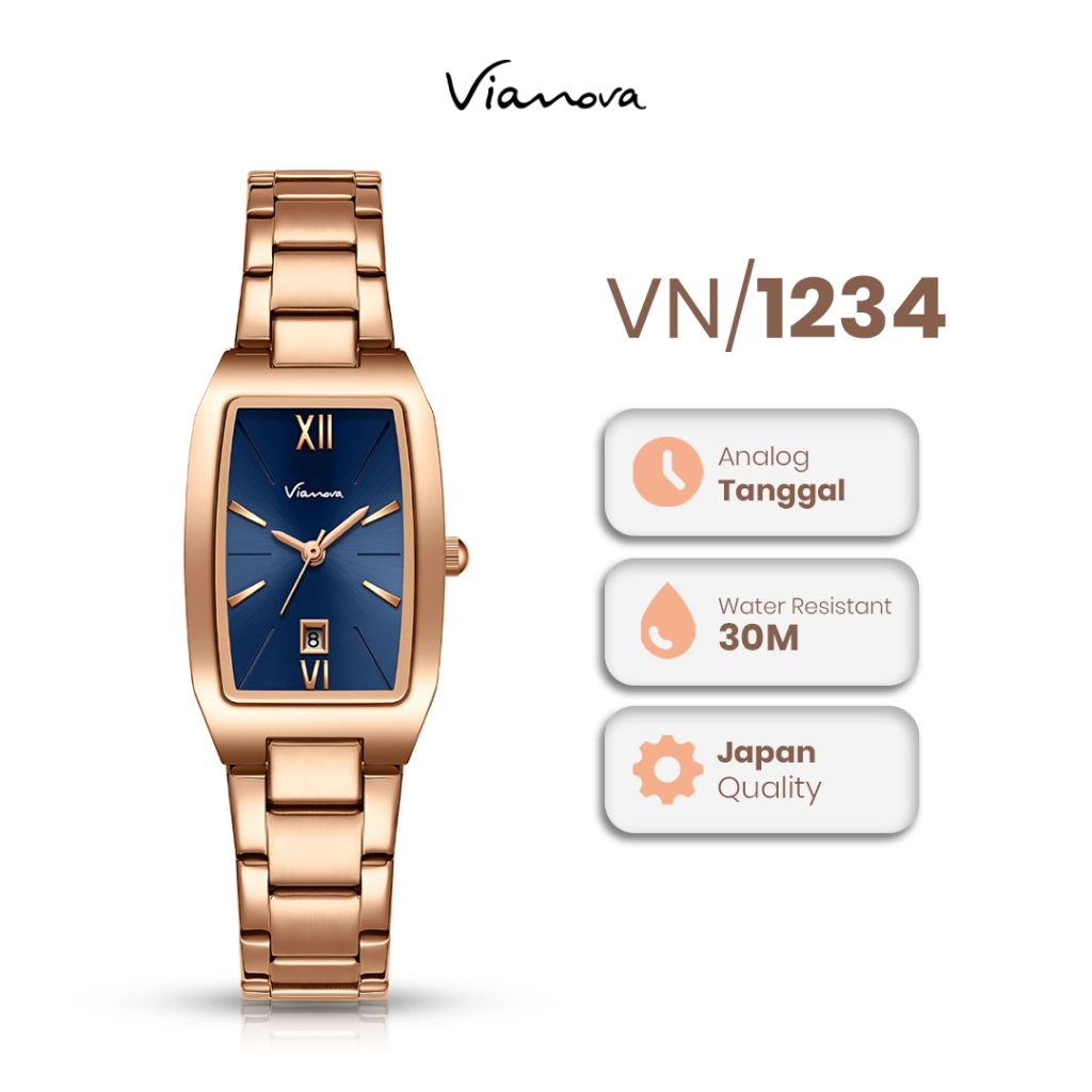 VIANOVA - Jam Tangan Wanita Analog Elegan Anti Air 1234 Standard Jepang Jam Tangan Cewek