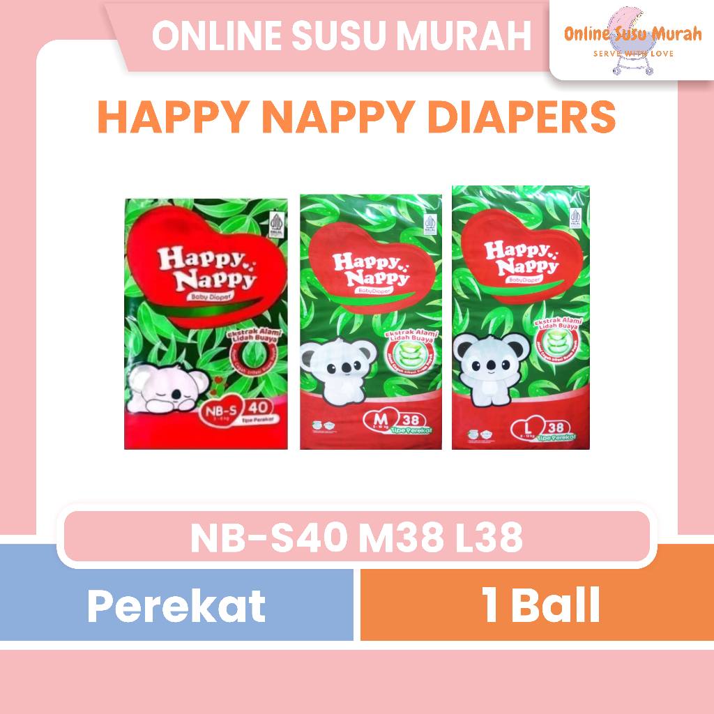 HAPPY NAPPY TAPE NB-S40 M38 L38 POPOK PEREKAT NB-S 40 M 38 L 38 PPKS