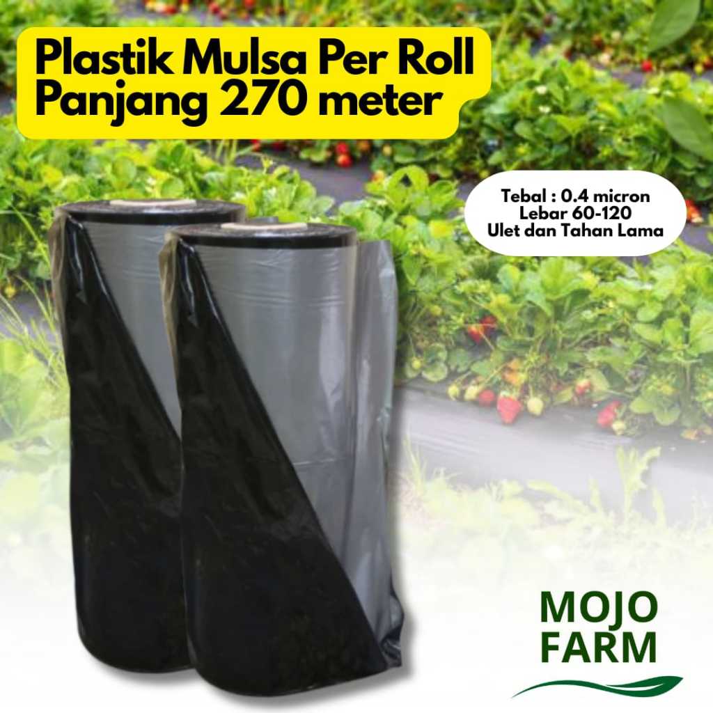 Per Roll Mulsa Hitam Perak Lebar 60cm-120cm/Mulsa Hitam Perak 1 Roll Panjang 250meter/Mulsa Hitam Pe