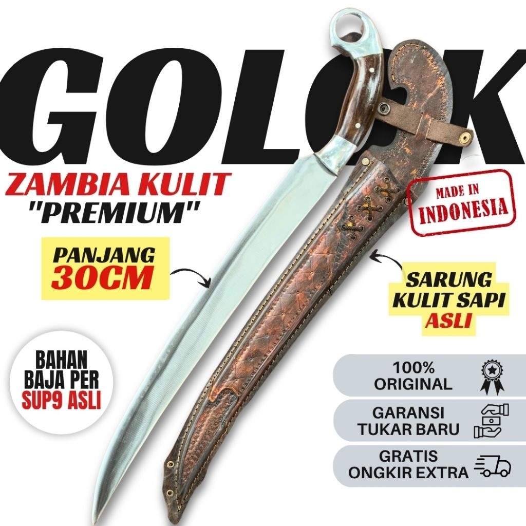 golok per zambia sarung kulit premium 40 cm