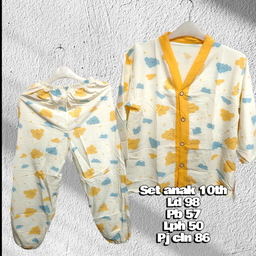 setelan katun rayon pendek/baju tidur anak