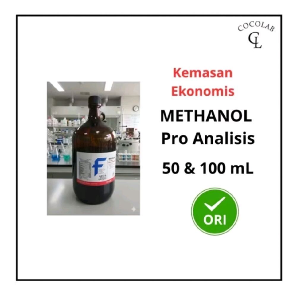 Metanol PA Methanol Pro Analisis Setara Merck Kemasan Ekonomis 50 & 100 mL Ori Brand Fischer