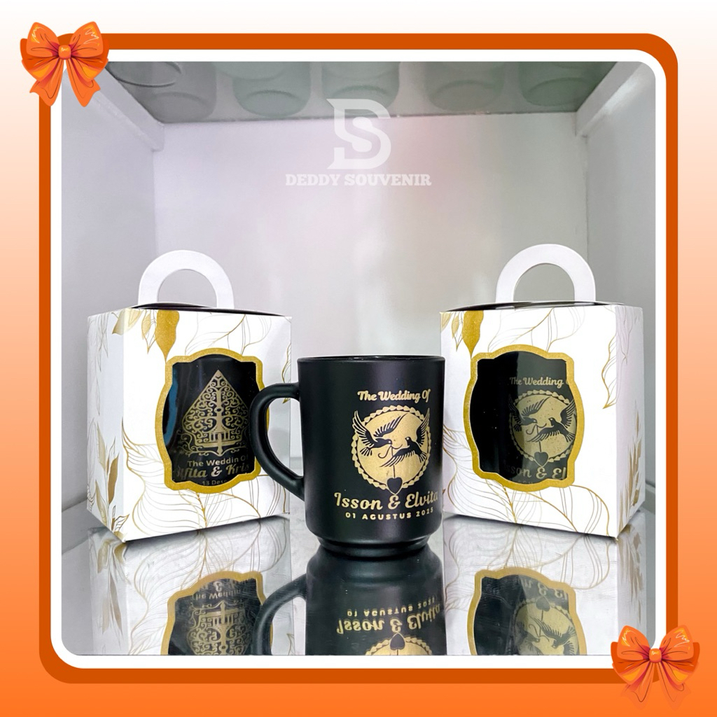 Souvenir Gelas Kaca Custom Nama Kemas Mika/Box