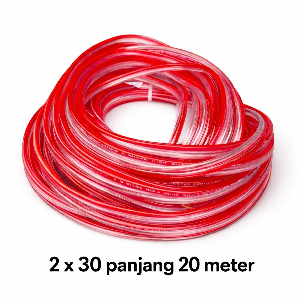 20meter Kabel Transparan Kabel Audio 2x30 Kabel Transparan Kabel Listrik Kabel Serabut
