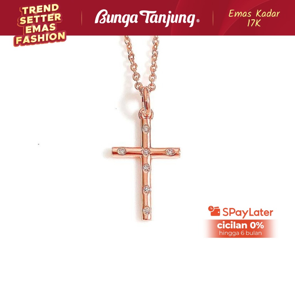 LIONTIN SALIB ROSARIO A - EMAS 17K - BUNGA TANJUNG GOLD