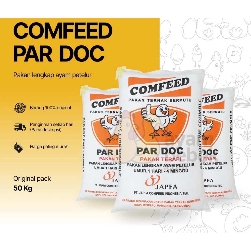 Japfa Comfeed PAR DOC - Pakan Lengkap Ayam Petelur (Starter ) – Umur 1 Hari sampai 4 Minggu | Repack