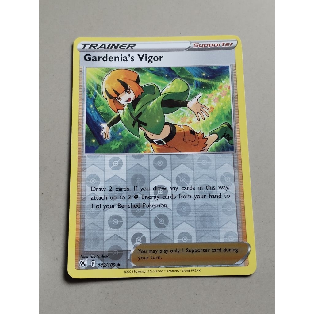 KARTU POKEMON ORIGINAL HOLO REVERSE GARDENIA'S VIGOR F 143/189